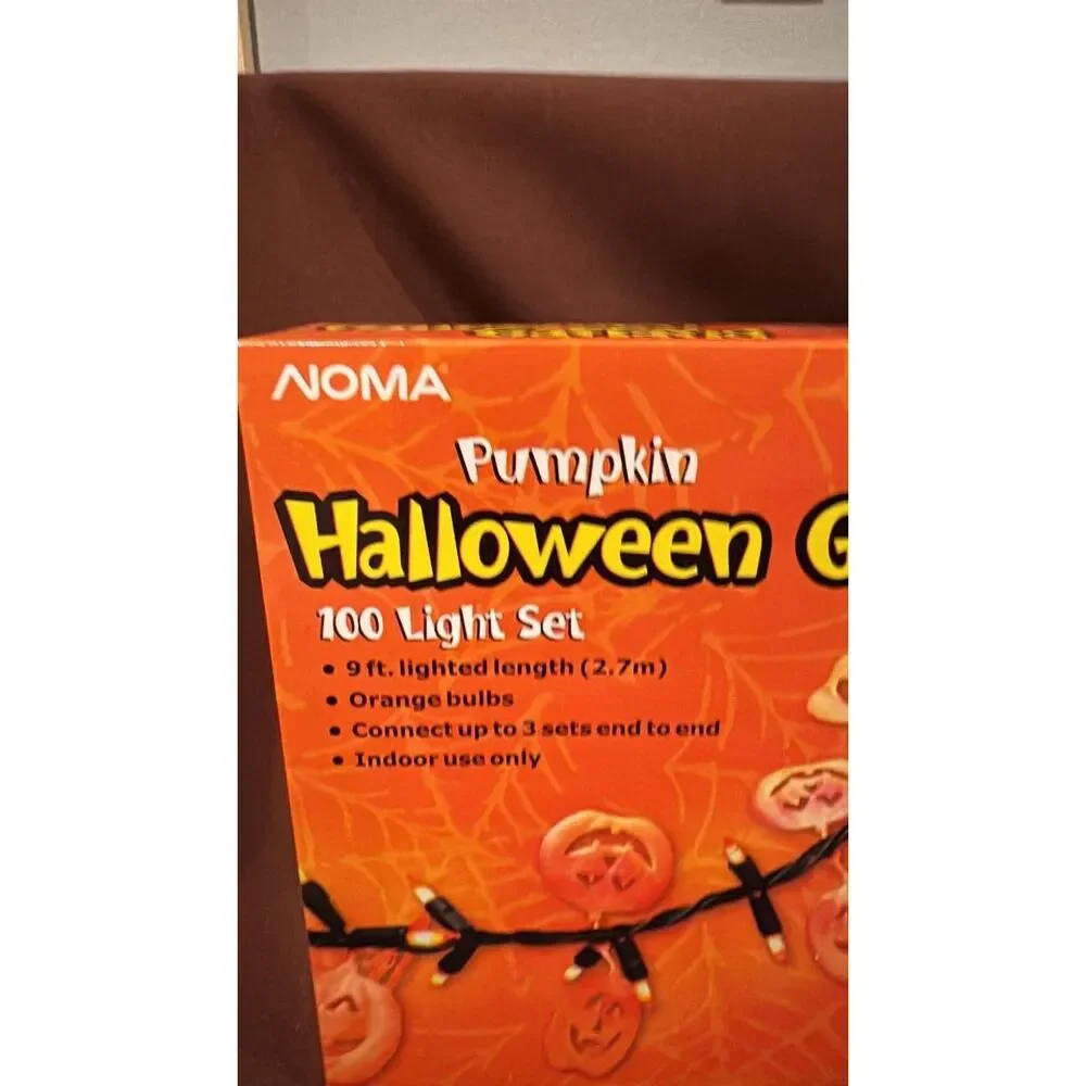 Noma Vintage New Halloween 100 Lights  9 Ft. Length Indoor Pumpkin